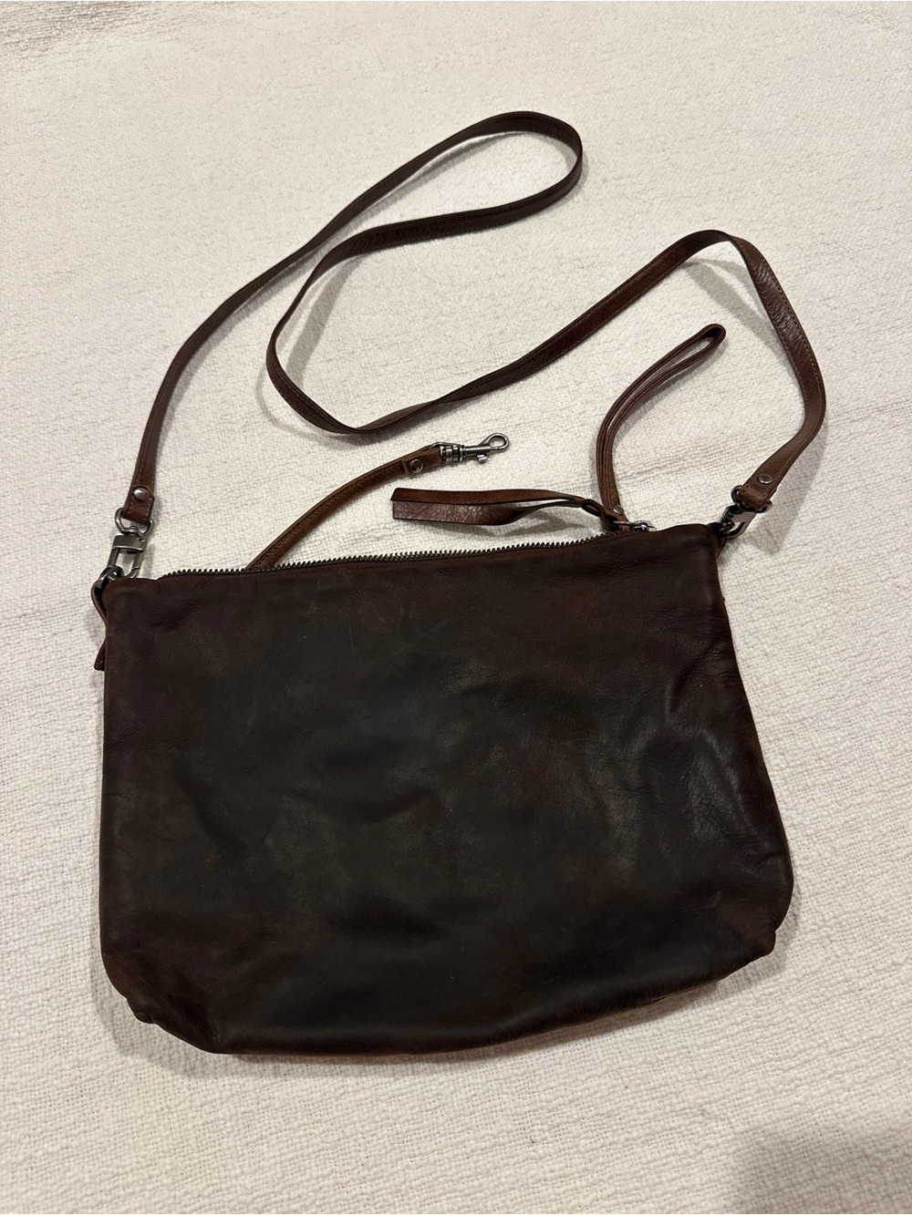 Rough & Tumble Distressed Brown Leather Crossbody Bag Maine Made